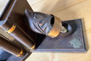 Vintage Normandie wood clog shoe bookends
