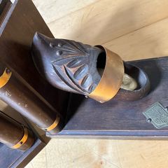 Vintage Normandie wood clog shoe bookends