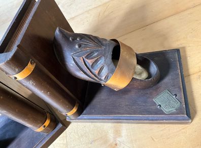 Vintage Normandie wood clog shoe bookends