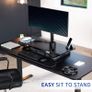 91cm Electric Motor Desk Converter Height Adjustable Riser Sit to Stand Dual Monitor and Laptop Workstation with Wide Keyboard Tray Black DESK-VE36B Image 5