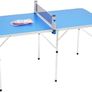 Table Tennis Table Foldable Indoor Ping Pong Table Blue 152 x 76 cm Portable Table Tennis Table with Net 6 Holders and 3 Reinforced Stabilisation Rods Multifunctional It Can Also Be Used as a Dining Image 4