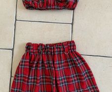 Tartan Mini Skirt and Bandeau Top Small