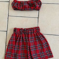Tartan Mini Skirt and Bandeau Top Small