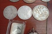 lot of silver coins and bar