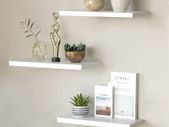 Floating Shelves White Set of 3,Wall Mounted Display Shelves Storage Unit,Modern Home Decor Wall Shelf Bookshelves for Living Room,Office,Bedroom,Bathroom,Kitchen,White