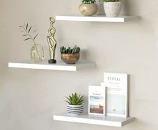 Floating Shelves White Set of 3,Wall Mounted Display Shelves Storage Unit,Modern Home Decor Wall Shelf Bookshelves for Living Room,Office,Bedroom,Bathroom,Kitchen,White
