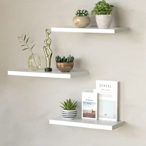 Floating Shelves White Set of 3,Wall Mounted Display Shelves Storage Unit,Modern Home Decor Wall Shelf Bookshelves for Living Room,Office,Bedroom,Bathroom,Kitchen,White