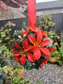 5 x Vintage Christmas Ponsettia Decorations