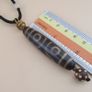 Vintage 3 Eyes Himalayan Tibetan Agate Dzi Bead Amulet Pendant Necklace Image 7
