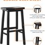 Basics Set of 2 Solid Wood Kitchen Counter Bar Stool, Dining Chair, Easy Assembly, Modern, 74 cm Tall, Black Image 3