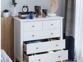 White Chest of Drawers Bedroom Dresser with 5 Drawers 80x40x80 cm