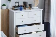 White Chest of Drawers Bedroom Dresser with 5 Drawers 80x40x80 cm