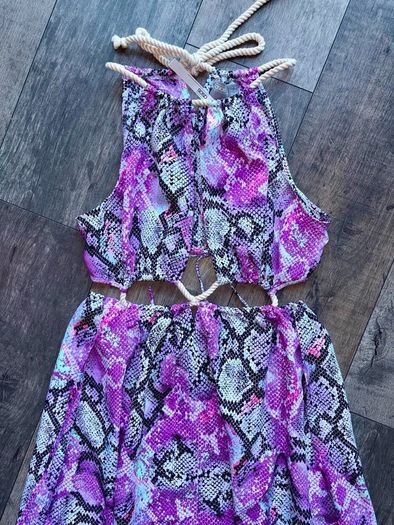ASOS Purple Snake Print Cut Out Maxi Dress UK 10 Brand new with tags