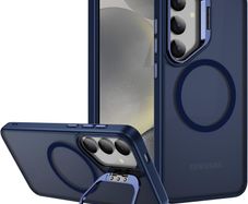 For Samsung Galaxy S24 / S25 Skin-Feel Camera Holder Magsafe Case Blue