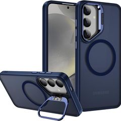 For Samsung Galaxy S24 / S25 Skin-Feel Camera Holder Magsafe Case Blue