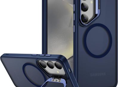 For Samsung Galaxy S24 / S25 Skin-Feel Camera Holder Magsafe Case Blue