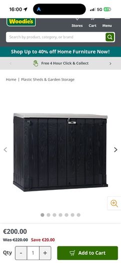 Bin store for 2 bins