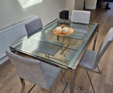 IKEA GLIVARP Extendable Dining Table Glass & Chrome + 4 chairs