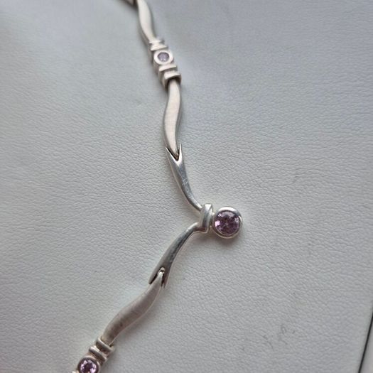 Colier sterling silver with stones pink very good condition