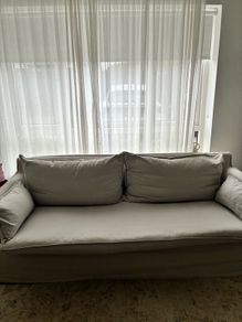 Sofa com Isaac 3 Seater Sofa in Stone 100 Cotton