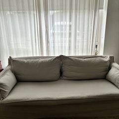 Sofa com Isaac 3 Seater Sofa in Stone 100 Cotton