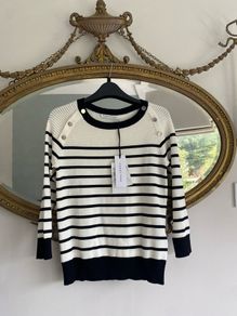 Caractere Black & White Striped Jumper Pullover Brand New Size S RRP e 79