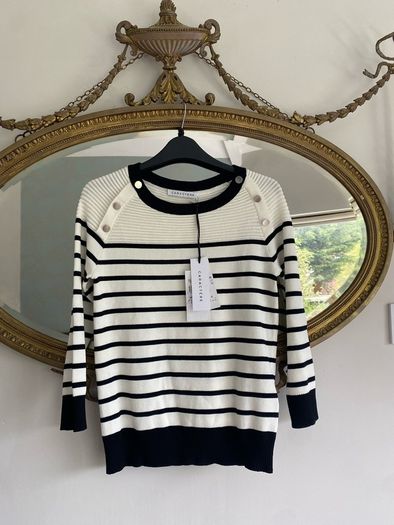 Caractere Black & White Striped Jumper Pullover Brand New Size S RRP e 79