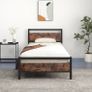 3ft Single Size Metal Platform Bed Frame with Wooden Headboard and Footboard Image 7