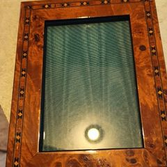 Vintage  Inlaid Burl Wood Marquetry 4x6 inches Photo/Art Print Frame, Wooden Brown Picture Table Wall Display