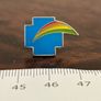 Vintage Blue Cross Rainbow Enamel Lapel Pin Image 2