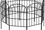 Metal Decorative Outdoor Picket Fence Panels Set of 8, Black