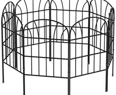Metal Decorative Outdoor Picket Fence Panels Set of 8, Black
