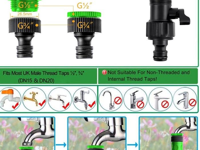50 FT Expandable Garden Hose with 3/4", 1/2" Fittings, Anti-Leakage - Flexible Expanding Hose with 8 Function Spray Nozzle MULTIPLE COLOURS/SIZES AVAILABLE (FREE POSTAGE)