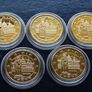 Germany complete set 2010 Uncirculated Bremen 2 euro coins UNC 24 karat Gold plated Image 3