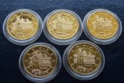 Germany 2 euro complete set 2010 Uncirculated Bremen coins UNC 24 karat Gold plated