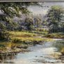 Frank Fitzsimons (Franfit) Beautiful Signed Landscape Painting & Gold Frame Image 2