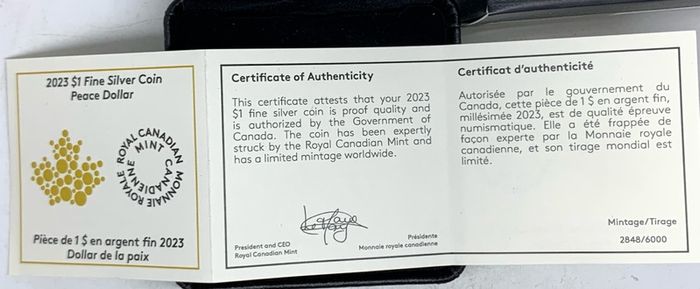 Canada 2023 Silver Peace Dollar Selective Rose Gold Plating