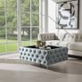 Chesterfield Coffee Table Velvet Rectangle 83x63x45cm with Glass Image 3