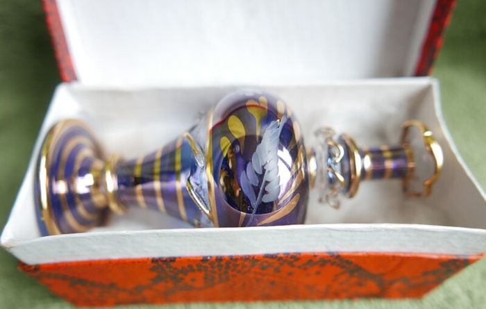 Vintage Blue Handblown Glass Perfume Massage Oil Bottle