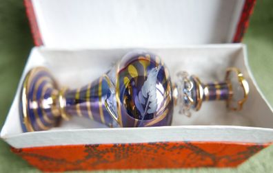 Vintage Blue Handblown Glass Perfume Massage Oil Bottle