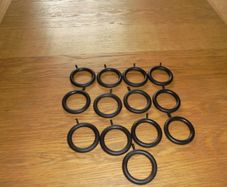 Black Wooden Curtain Rings with Eyes x 13 for Sale