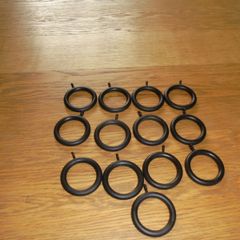 Black Wooden Curtain Rings with Eyes x 13 for Sale