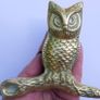 Vintage Pair Brass, Long Eared Owls Sitting On A Branch Image 8