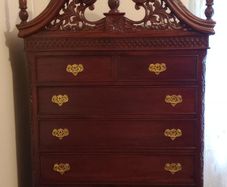 Tallboy Chest of Drawers with Bonnet Top & Carvings