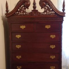 Tallboy Chest of Drawers with Bonnet Top & Carvings