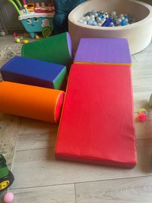 Toddler climbing blocks