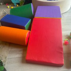 Toddler climbing blocks