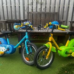 Btwin Ocean 500 and Dino 500 14" kids bikes, with trims and helmets