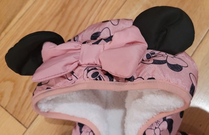 Official Disney Minnie Mouse Fleece Lined Baby's Puffer Jacket with Matching Mittens