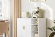 Sideboard, Kitchen Cabinet, Freestanding Bathroom Cabinet with Two Doors, Adjustable Shelves